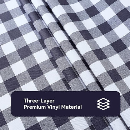 Romanstile Rectangle Vinyl Tablecloth, 100% Waterproof Buffalo Gingham Plastic Table Cloth, Heavy Duty Wipeable Checkered Table Covers for Outdoor, Camping, Picnic, Patio - 60 x 120, Navy Blue