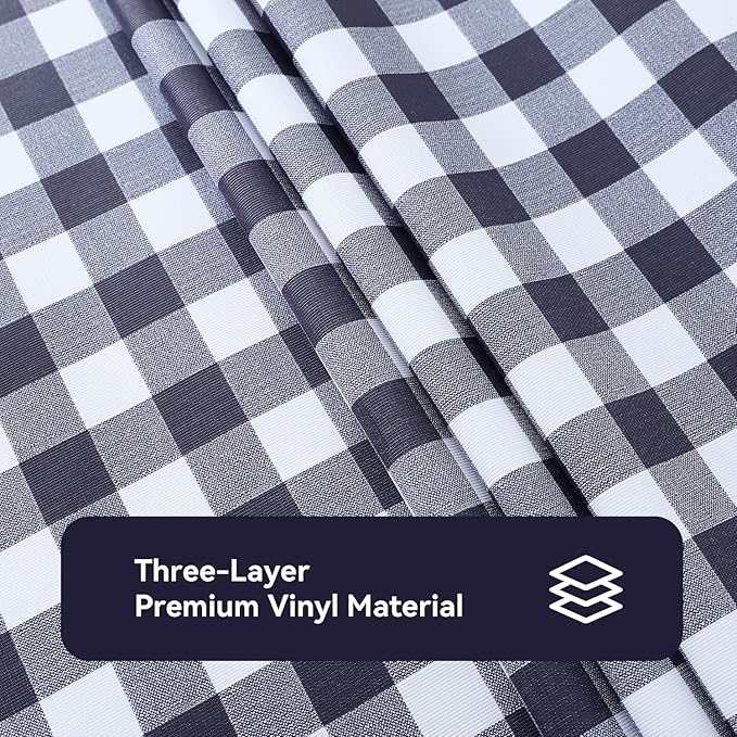 Romanstile Square Vinyl Tablecloth, 100% Waterproof Buffalo Gingham Plastic Table Cloth, Heavy Duty Wipeable Checkered Table Covers for Outdoor, Camping, Picnic, Patio - 54 x 54, Navy Blue
