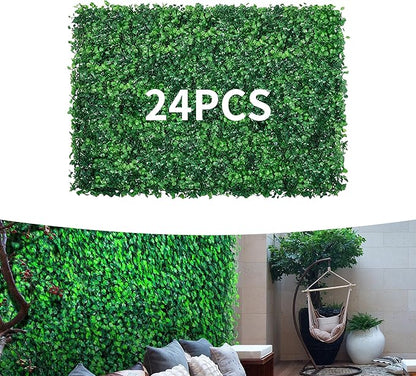 24PCS 24x16inch Artificial Boxwood Panels - UV Protected Privacy Screen Indoor Outdoor Garden Fence