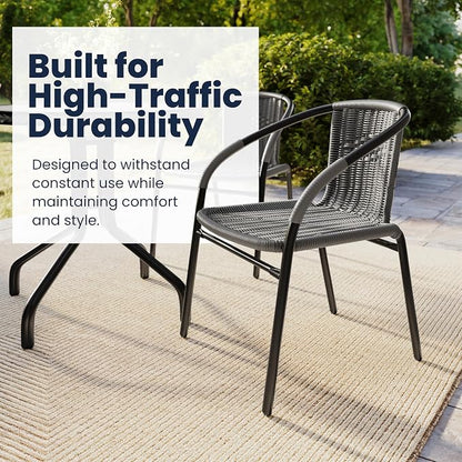 Flash Furniture Lila 2 Pack Gray Rattan Indoor-Outdoor Restaurant Stack Chair | - Image 7
