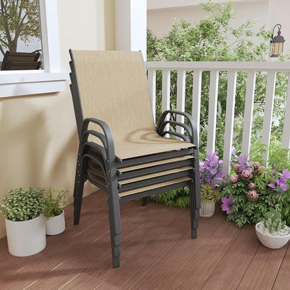 Patio Chairs Set of 4, Outdoor Dining Chairs by PIZZELLO