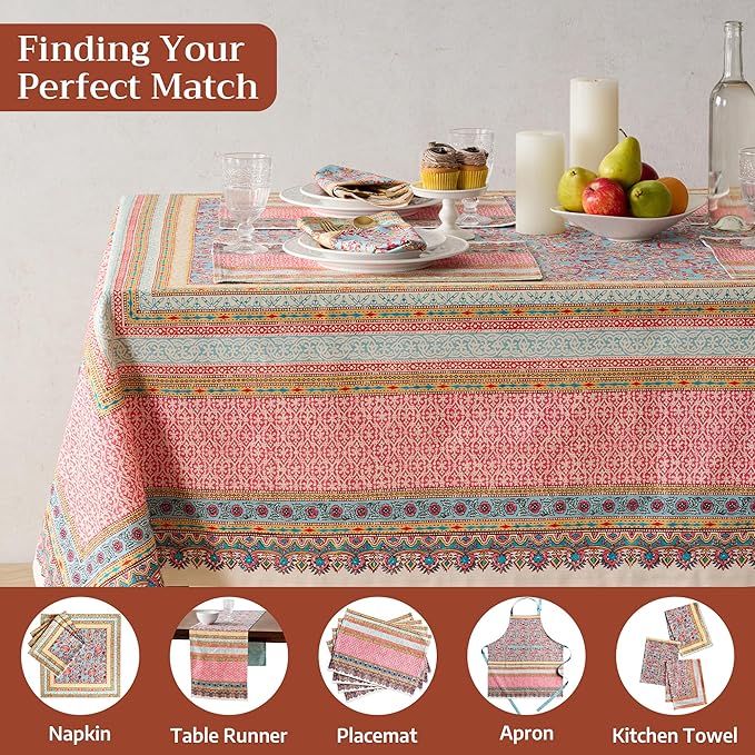 Maison d' Hermine Premium Table Cloth Square Table 100% Combed Cotton 70 x 70 Inches Tablecloth Reusable Decorative for Dining Room, Farmhouse, Home, Party, Festive & Wedding - Lauris