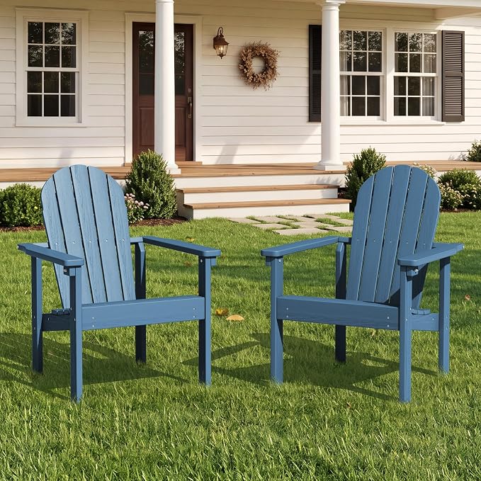 SERWALL HDPE Stackable Adirondack Chairs Set of 2, Space-Saving - Image 2