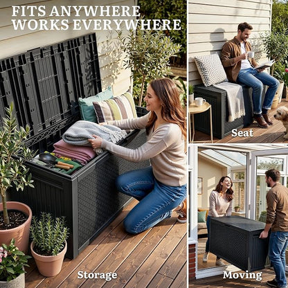 YITAHOME 95 Gallon Large Outdoor Deck Box | Lockable Waterproof Resin Storage - Image 7