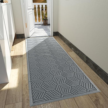 Yimobra Outdoor Indoor Runner Mat 72x24, All-Season Waterproof Entrance Mat for Front Door with Drainage Holes, Heavy Duty Non-Slip Doormat for Garage Patio Entryway, Black Gray