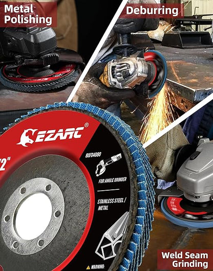 EZARC High Density Flap Discs 40 Grit, 4 1/2 x 7/8-Inch Flap Sanding Disc, Type 29 Zirconia Grinding Wheel 50 PCS for Stainless Steel, Sheet Metal