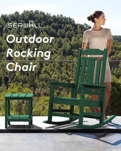 SERWALL HDPE Oversized Outdoor Rocking Chairs Set of 4, Patio Rocker, All - Image 6