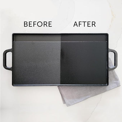 CARON & DOUCET - Cast Iron Cleaning & Conditioning Set: Seasoning Oil & Cleaning Soap | 100% Plant-Based | Best for Washing, Restoring & Seasoning Cast Iron Skillets, Pans & Grills! 8oz Each