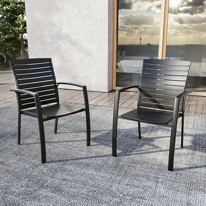 Outdoor Stackable Chairs Set of 2, All-Weather Patio Dining Chairs | Aluminum by Nixtopia