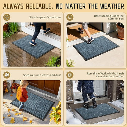 Yimobra Extra Large Door Mat 60x36, All-Weather Waterproof Non-Slip Welcome Matt Outdoor, Heavy Duty Non Slip Doormat for Entryway for Patio and Garage Indoor, Easy Clean, Mix Blue
