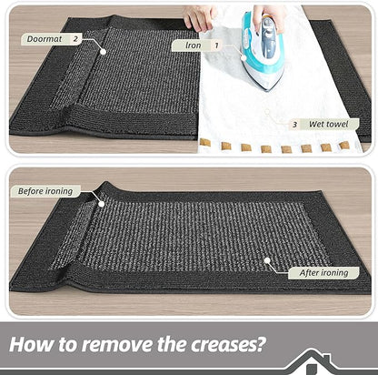 BEQHAUSE Indoor Door Mat 24" x 60", Dirt Trapper Door Mats Non-Slip Entryway Rugs Washable, Resist Dirt Absorbent Welcome Mat, Low Profile Floor Mats for Front Back Door and Entryway, Charcoal