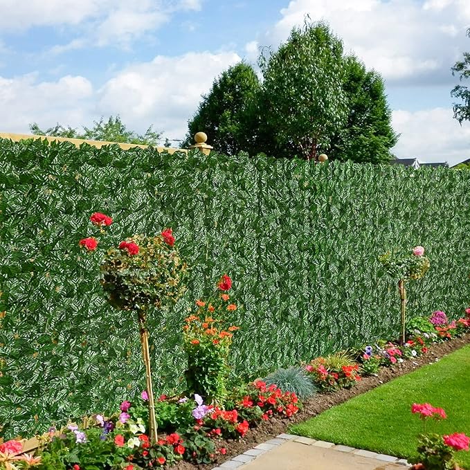DearHouse Artificial Ivy Privacy Fence Wall Screen, 39.3x236.2inch Artificial Hedges Fence and Faux Ivy Vine Leaf Decoration for Outdoor Garden Decor