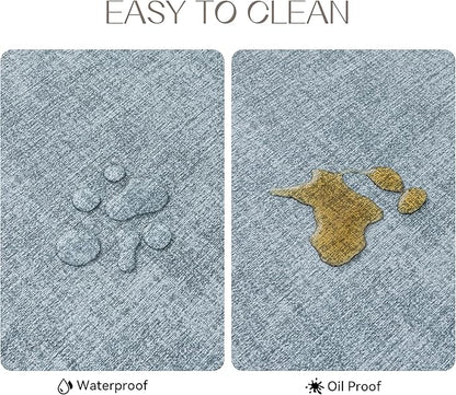 Romanstile Vinyl Placemats Set of 12-12 X 17 Inch - Heat Resistant Place Mats 100% Waterproof Oilproof Wipeable Reversible Faux Leather Table Mats for Kitchen, Dining, Party, Outdoor, Sky Blue