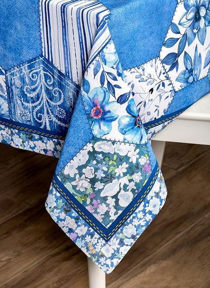 Maison d' Hermine Table Cloth Rectangle Table 100% Cotton 60 x 108 Inches Tablecloth Reusable Decorative for Dining Room, Farmhouse, Home, Party, Festive & Wedding Spring Summer - Summer Blues