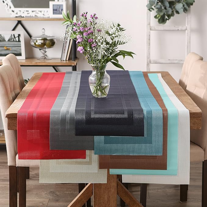 DII PVC Tabletop Collection Woven Indoor/Outdoor, Table Runner, 14x72, Champagne