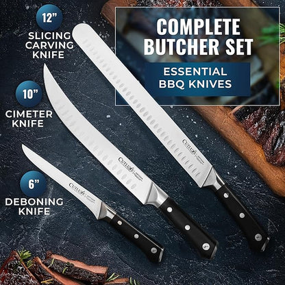 Cutluxe Butcher Knife Set – BBQ Brisket, Breaking & Boning Knife – Slicing Carving Knife Set for Meat Cutting, Ultra Sharp German Steel, Full Tang, Ergonomic Handles, Grilling Gifts for Men
