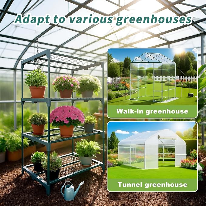 2 Pack Plant Stand Indoor Plant Shelf Outdoor, 4 Tier Metal Greenhouse Shelves - Image 6