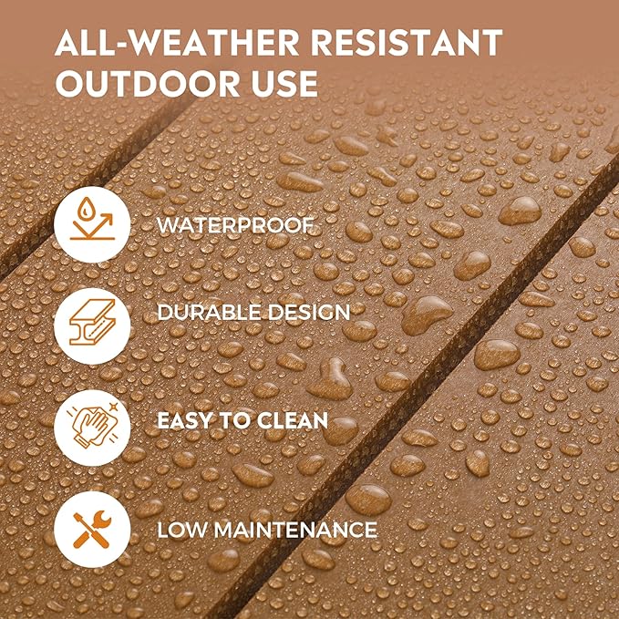 Costaelm Patio Bistro Table, 42" Counter Height Round Patio Cocktail Bar Table with Umbrella Hole, Outdoor Bistro Dining Pub Table for Front Porch Deck Backyard Garden, Teak