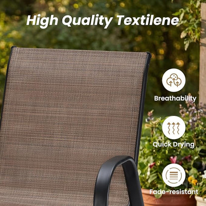 Stackable Outdoor Dining Chairs Set of 4, Textilene Patio Chairs - Image 5