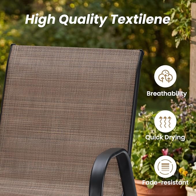 Stackable Patio Chairs Set of 2, Stackable Outdoor Dining Chair - Image 4