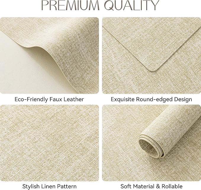 Romanstile Placemat Faux Leather Place Mat Set of 4,Beige
