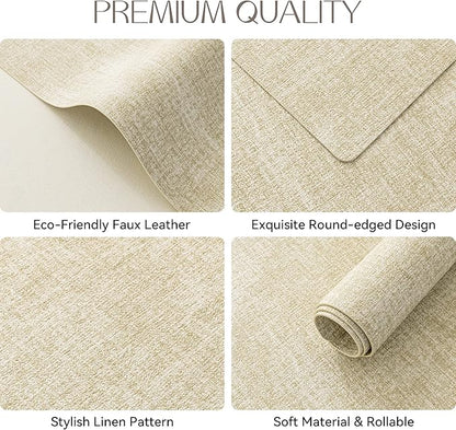 Romanstile Placemat Faux Leather Place Mat Set of 4,Beige