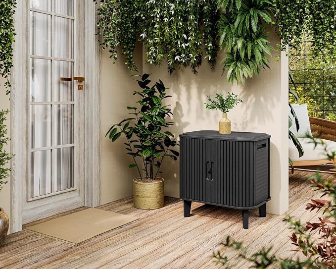 Keter Velo 30 Gallon Outdoor Storage Cabinet, Weather‑Resistant Resin Deck Boxes - Image 3