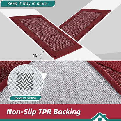 BEQHAUSE Indoor Door Mat 20" x 32", Dirt Trapper Door Mats Non-Slip Entryway Rugs Washable, Resist Dirt Absorbent Welcome Mat, Low Profile Floor Mats for Front Back Door and Entryway, Red
