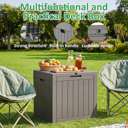 40 Gallon Lockable Outdoor Deck Box, Waterproof Weatherproof Resin Storage - Image 4