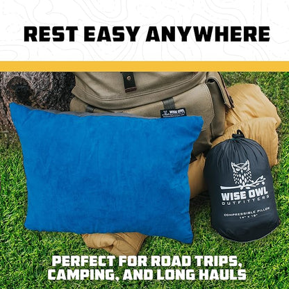 Wise Owl Outfitters Camping Pillow – Memory Foam Travel Pillow for Airplane Sleeping, Hiking, Backpacking & Outdoor Use - Small & Portable for Adults, Car, Camp & Tent