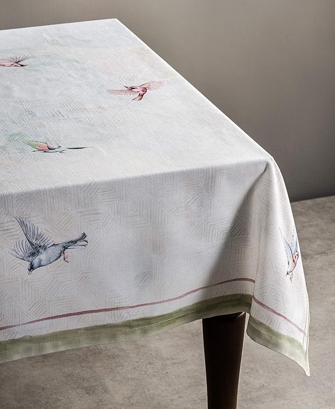 Maison d' Hermine Table Cloth Rectangle Table 100% Cotton 54 x 72 Inches Tablecloth Reusable Decorative for Dining Room, Farmhouse, Home, Party, Festive & Wedding Spring Summer - Flying Birds
