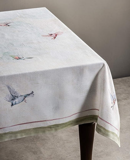 Maison d' Hermine Table Cloth Rectangle Table 100% Cotton 54 x 72 Inches Tablecloth Reusable Decorative for Dining Room, Farmhouse, Home, Party, Festive & Wedding Spring Summer - Flying Birds