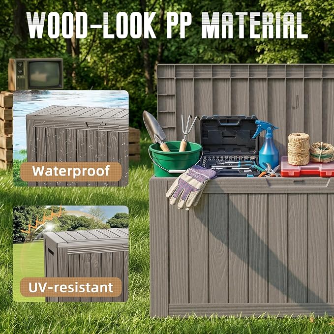 DRATO 100 Gallon Waterproof Deck Box Outdoor Storage Box - Image 5