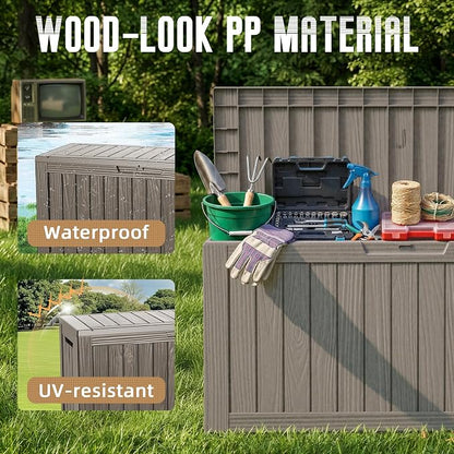 DRATO 100 Gallon Waterproof Deck Box Outdoor Storage Box - Image 5