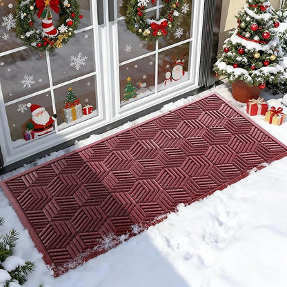 Yimobra Large Door Mat 47x24, All-Season Waterproof Outdoor Mats for Front Door Entrance with Drainage Holes, Heavy Duty Non-Slip Doormat for Garage Patio Entryway Indoor, Red