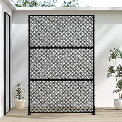 Casaphoria Metal Privacy Screen Outdoor, 72" H x 47" W Freestanding Decorative Privacy Screen for Patio Deck Balcony Garden with Stable Base, Black-Jason