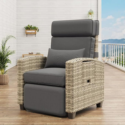 GarveeLife Outdoor Recliner Chair, PE Wicker Lounge Chair - Image 2