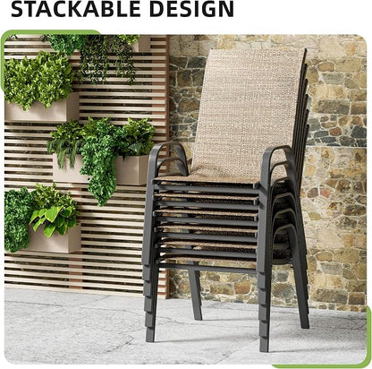 Patio Chairs Set of 8, Outdoor Stackable Dining Chairs - Image 4