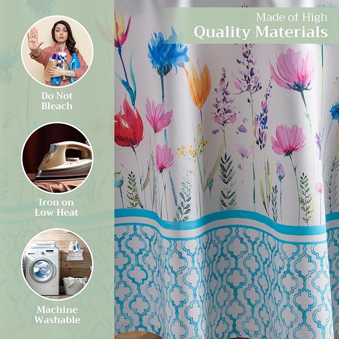 Maison d' Hermine Table Cloth Round Table 100% Cotton 69 Inches Tablecloth Reusable Decorative for Dining Room, Farmhouse, Home, Party, Festive & Wedding Spring Summer - Flower in The Field