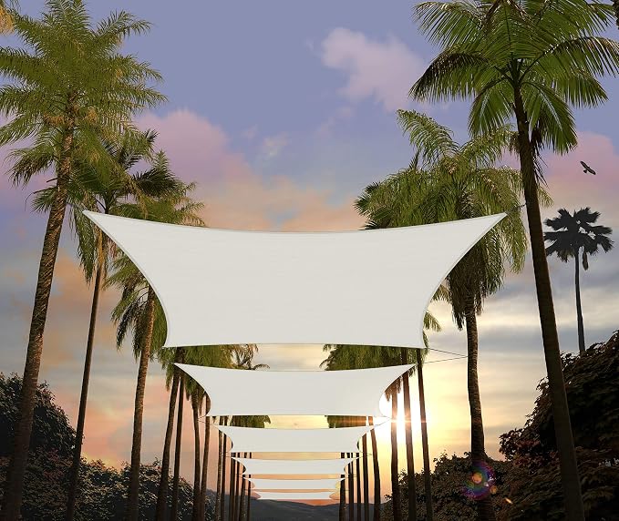Amgo Custom Size 7' x 15' White Rectangle Square Sun Shade Sail UPF50+ by Amgo