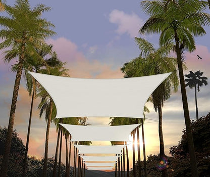 Amgo Custom Size 7' x 21' White Rectangle Square Sun Shade Sail UPF50+ by Amgo
