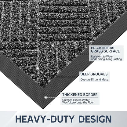 Front Door Mat, 6' x 4' Heavy Duty Indoor Outdoor Doormat, Non-Slip Backing Welcome Mats for Entryway, Low Profile, Commercial Door Mats