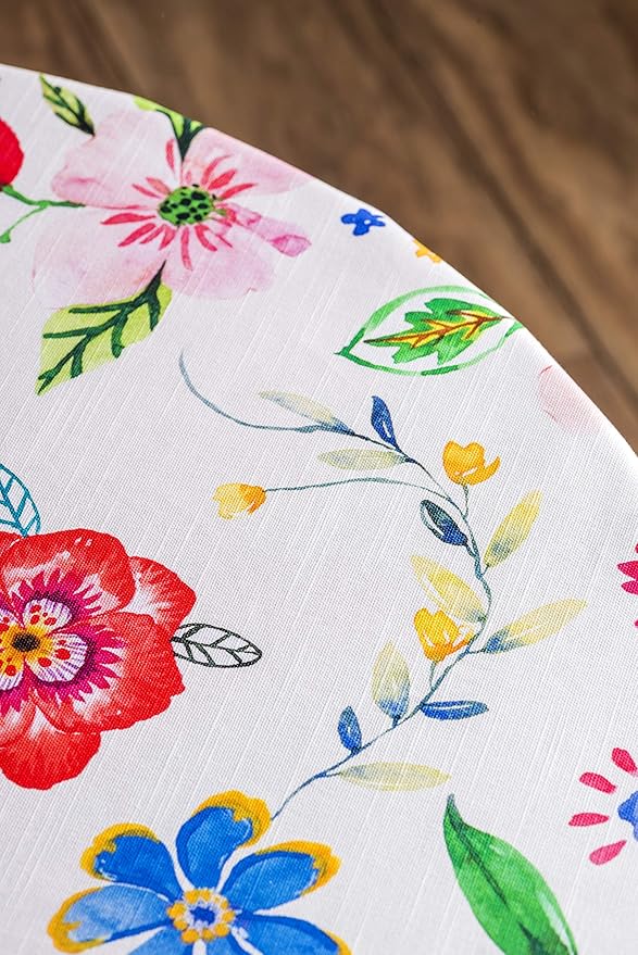 Maison d' Hermine Table Cloth Round Table 100% Cotton 69 Inches Tablecloth Reusable Decorative for Dining Room, Farmhouse, Home, Party, Festive & Wedding Spring Summer - Happy Florals - Sweety