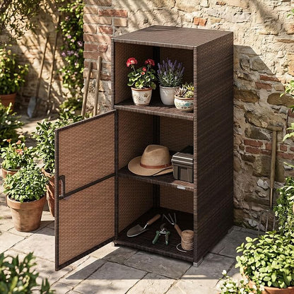 Tangkula Rattan Outdoor Storage Cabinet - Image 2
