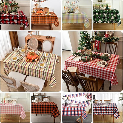 Waterproof Plaid Tablecloth Fabric - Square 58x58 Inch Classic Gingham Checker Table Cloth for Indoor/Outdoor Use - Buffalo Table Cover for Picnics, BBQs, and Parties