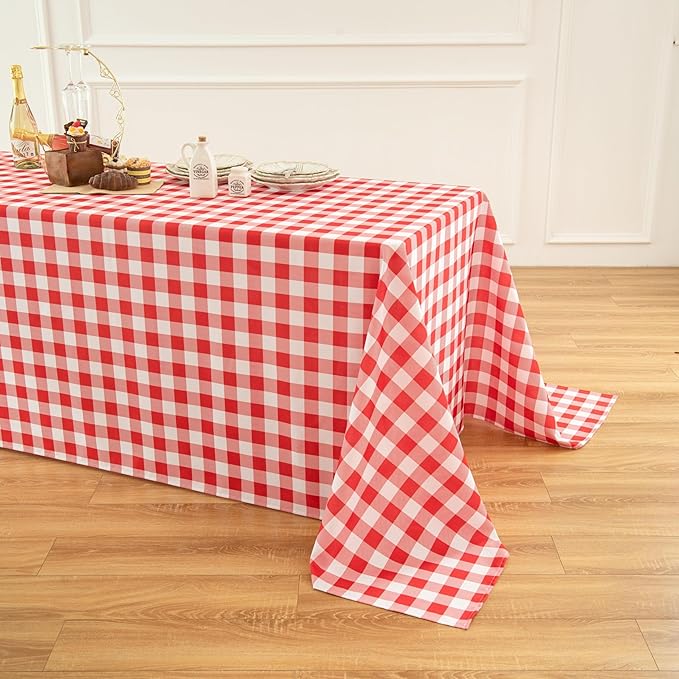 Classic Gingham Buffalo Tablecloth Fabric - Oblong 90x156 Inch Water Proof Checkered Table Cloth for Indoor Outdoor - Table Cover for Birthday, Picnics, BBQs, and Parties