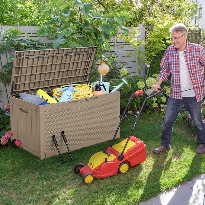 Greesum 100 Gallon Resin Deck Box Large Outdoor Storage - Image 4