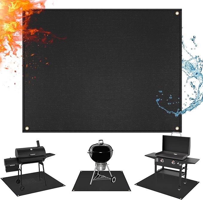 Grill Mats for Outdoor Grills - Fireproof Grill Matt for Outdoor Deck Protector for Gas, Charcoal Grills, Oil-proof Griddle Accessories Compatible with Blackstone, Weber, Royal Gourmet, 65 x 36 in