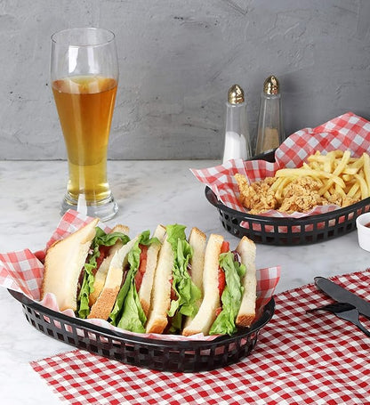 New Star Foodservice 44041 Fast Food Baskets, 10.5 x 7 Inch, Set of 12, Black