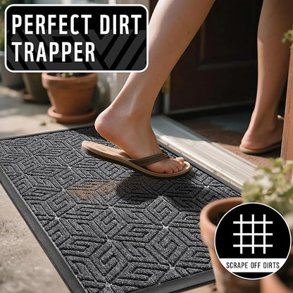 Yimobra Large Door Mat 47x32, All-Weather Waterproof Outdoor Mats for Front Door, Non Slip Rubber Doormat for Patio Proch Outside Entryway Indoor, Mix Grey